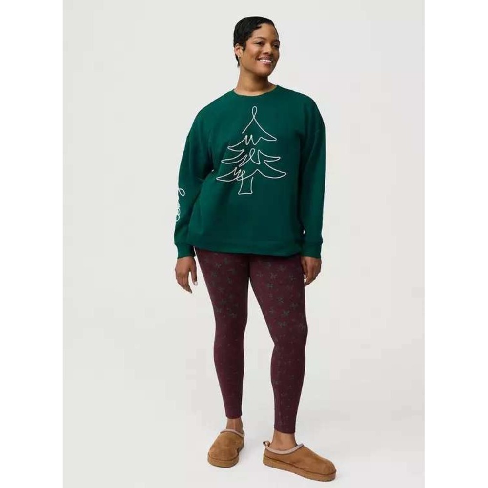Torrid Plus Burgundy Holly Berry Print Cotton Spandex Holiday Leggings Size 2X